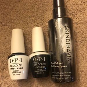 Opi gel top and base. Mkup finishing spray